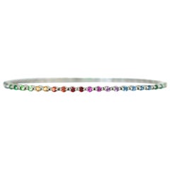 Rainbow Sapphires 18 Karat White Gold Tennis Bracelet