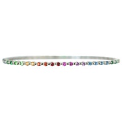 Rainbow Sapphires 18 Karat White Gold Tennis Bracelet