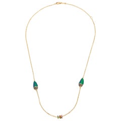 Rainbow Scarab Necklace Multicolored Sapphires 18k Gold Diamonds and Tsavorites
