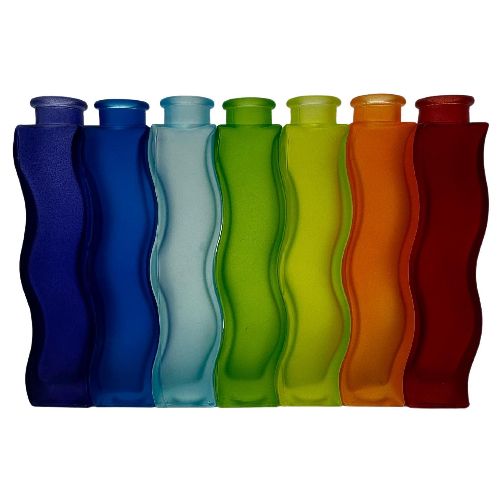 Rainbow set of 7 Vintage Ikea Wave Squiggle Skämt vases , 1990’S For Sale