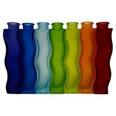 Rainbow set of 7 Vintage Ikea Wave Squiggle Skämt vases , 1990’S