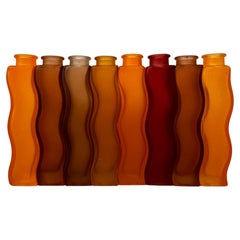Rainbow set of 8 Vintage Ikea Wave Squiggle Skämt vases , 1990’s