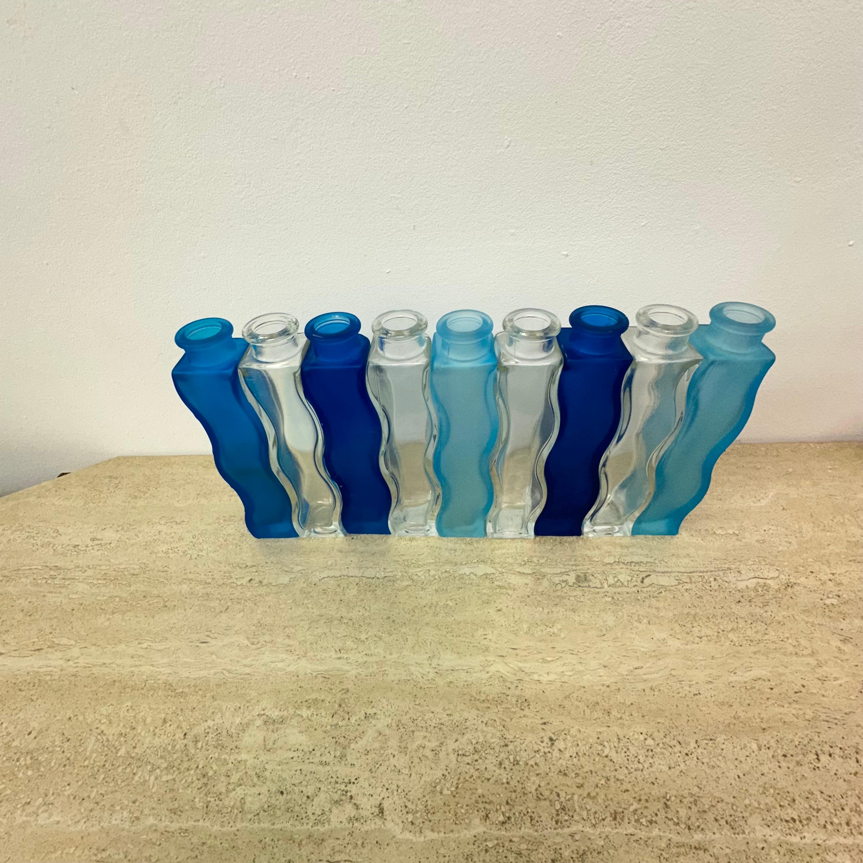 Rainbow set of 9 Vintage Ikea Wave Squiggle Skämt vases , 1990’s 1