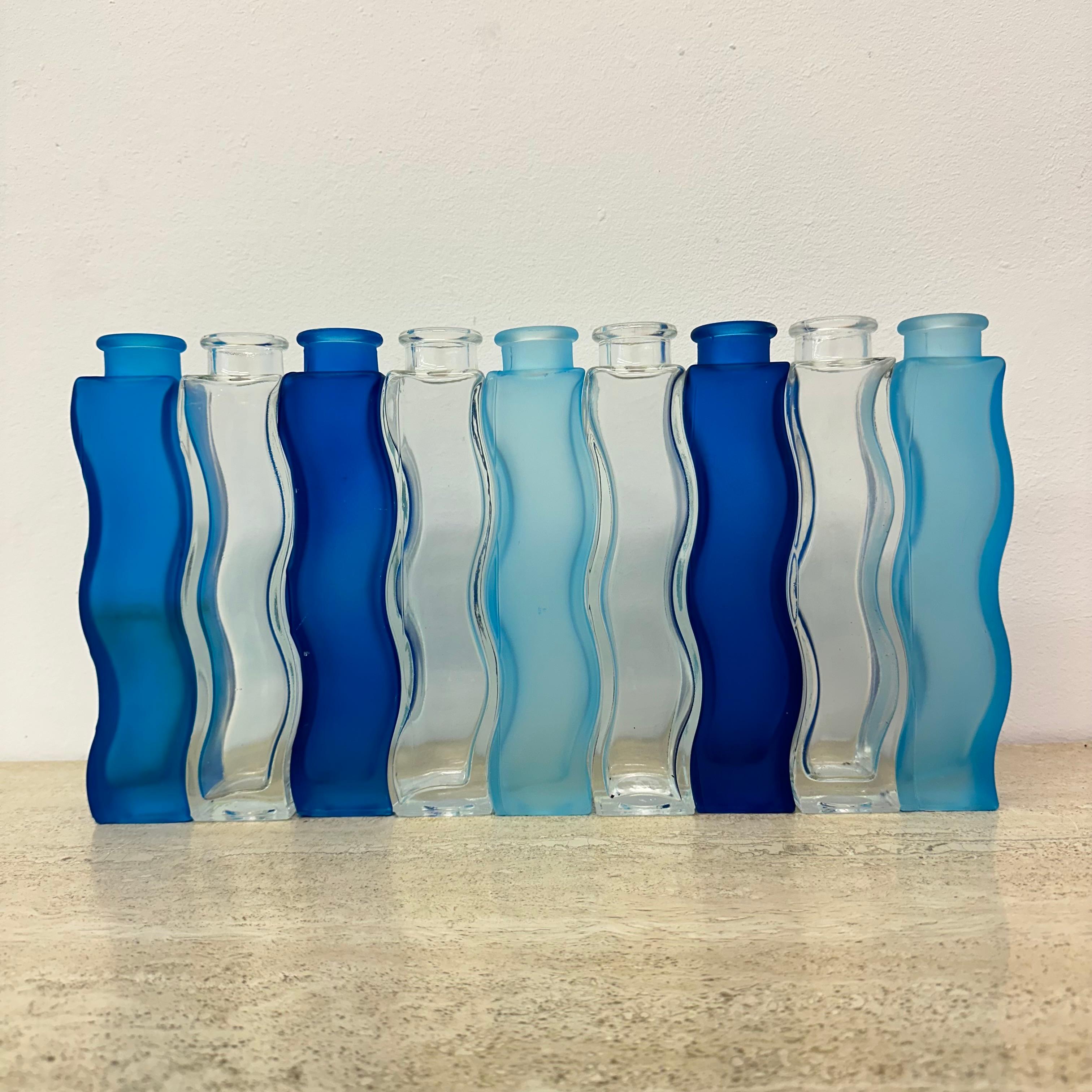 Rainbow set of 9 Vintage Ikea Wave Squiggle Skämt vases , 1990’s 3