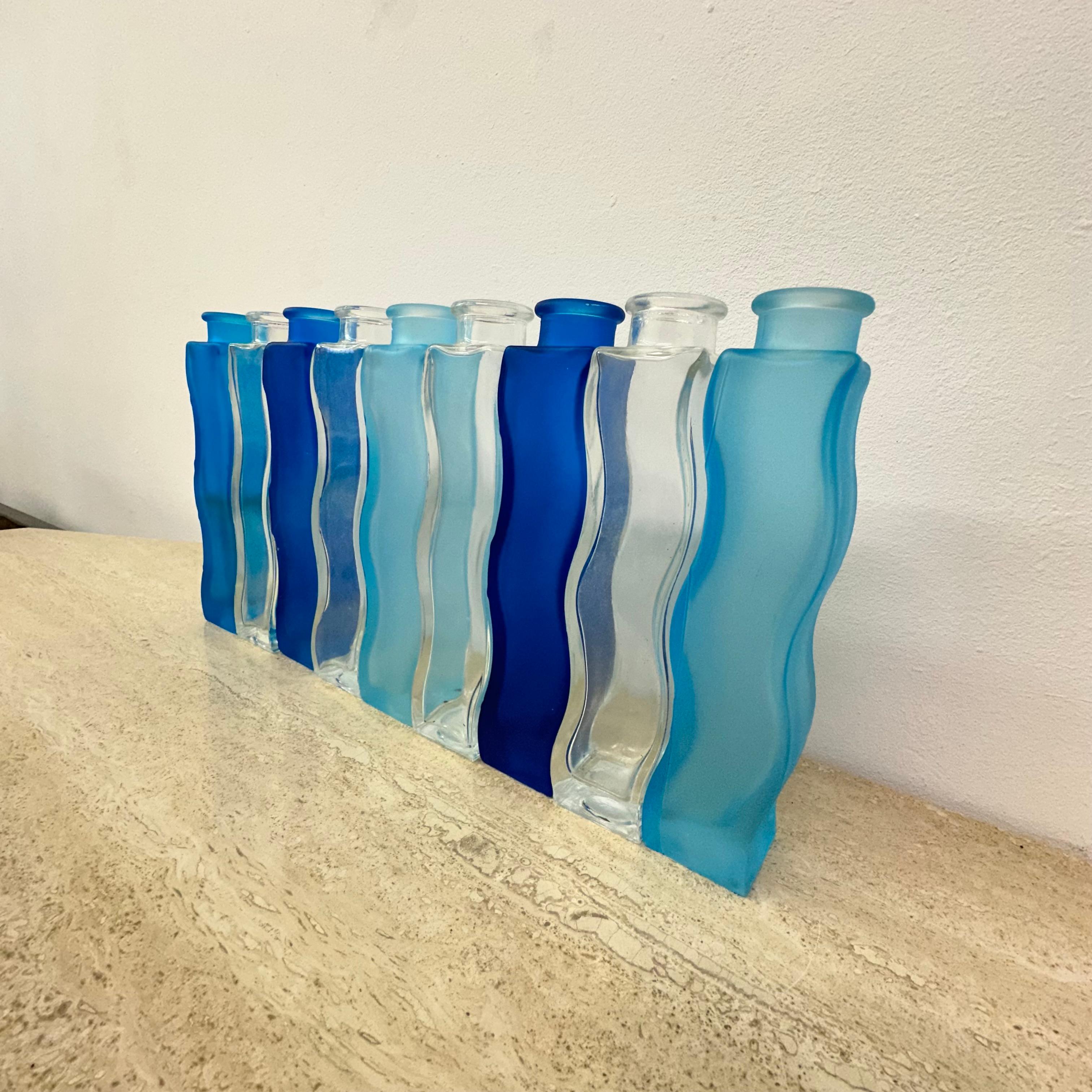 Mid-Century Modern Rainbow set of 9 Vintage Ikea Wave Squiggle Skämt vases , 1990’s