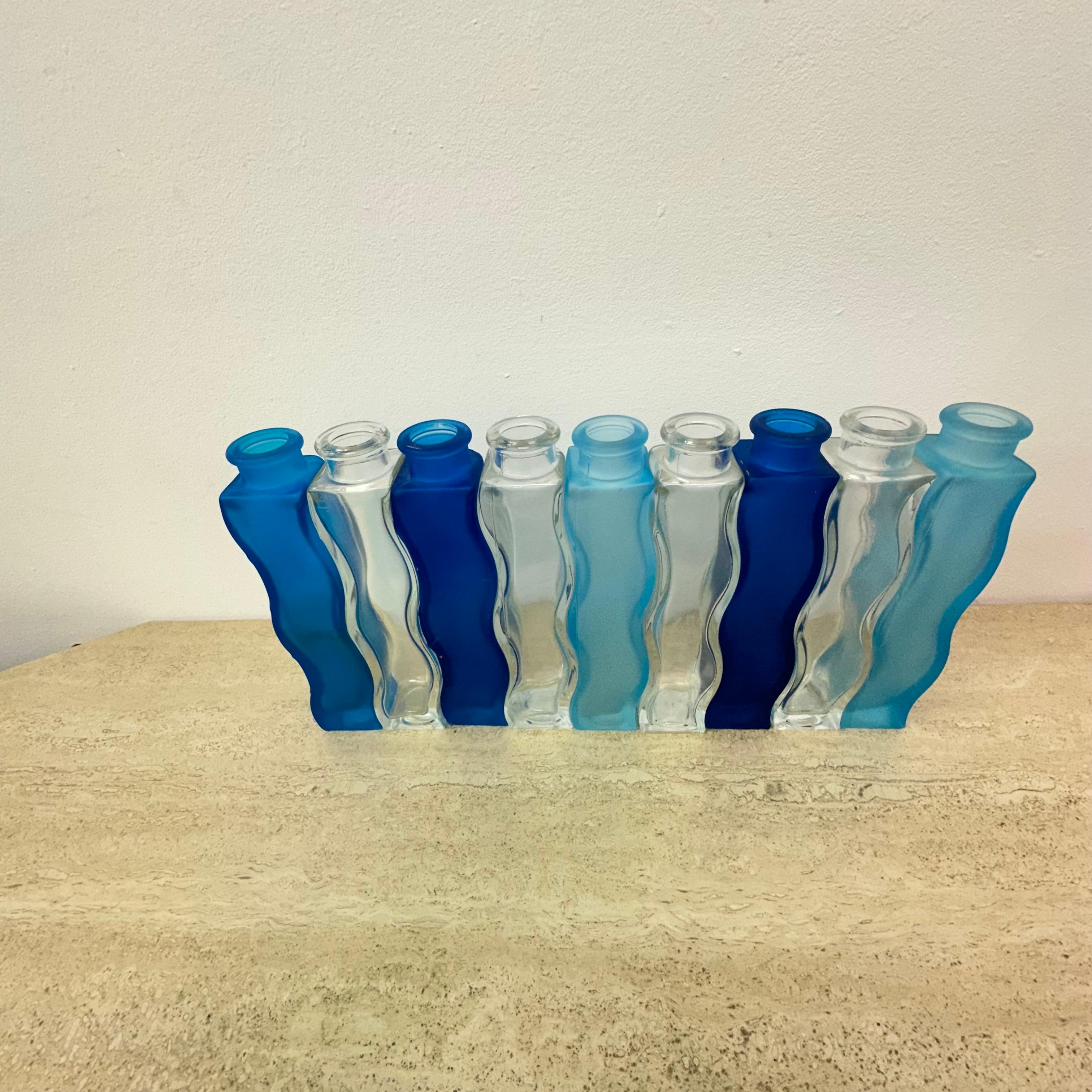 Rainbow set of 9 Vintage Ikea Wave Squiggle Skämt vases , 1990’s In Good Condition In Delft, NL