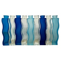 Rainbow set of 9 Vintage Ikea Wave Squiggle Skämt vases , 1990’s