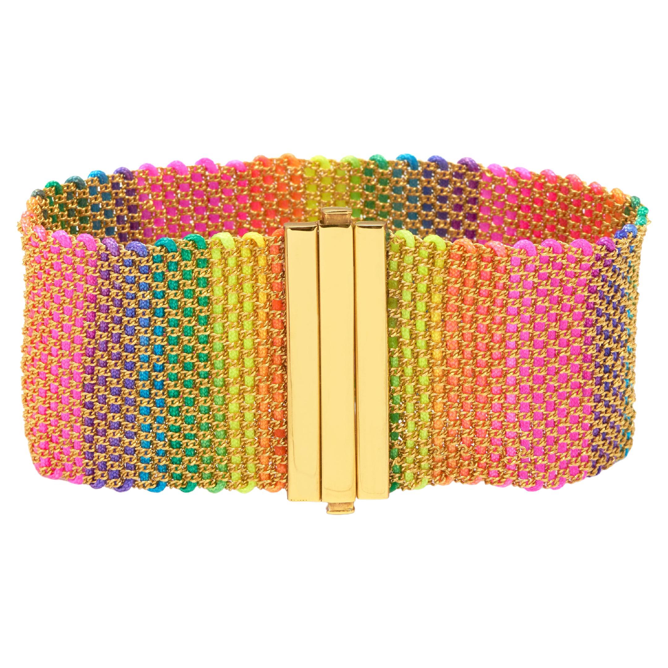 Rainbow Silk Weaved Cuff For Sale