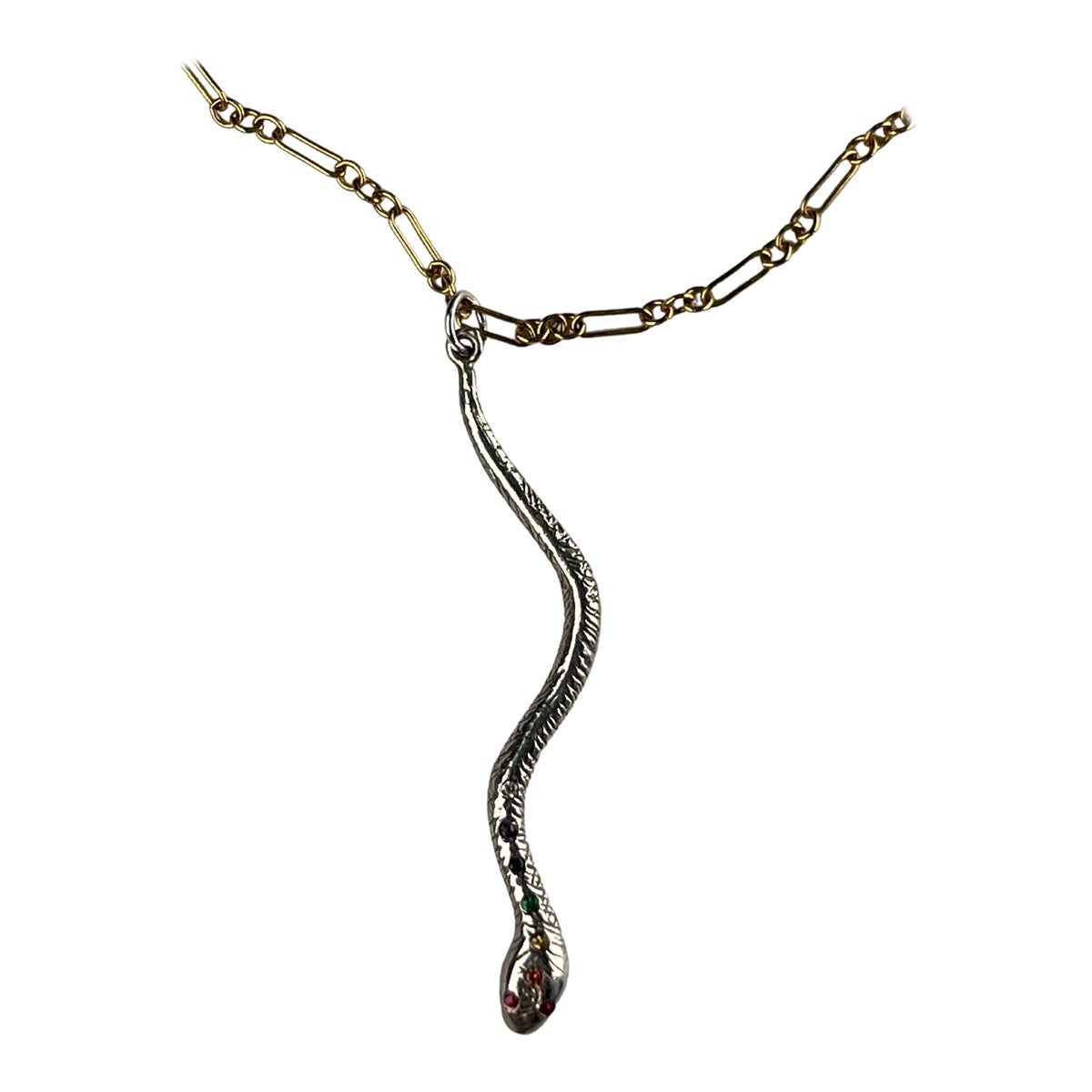 Collar Chakra Serpiente Arco Iris Diamante Blanco Zafiro Esmeralda J DAUPHIN