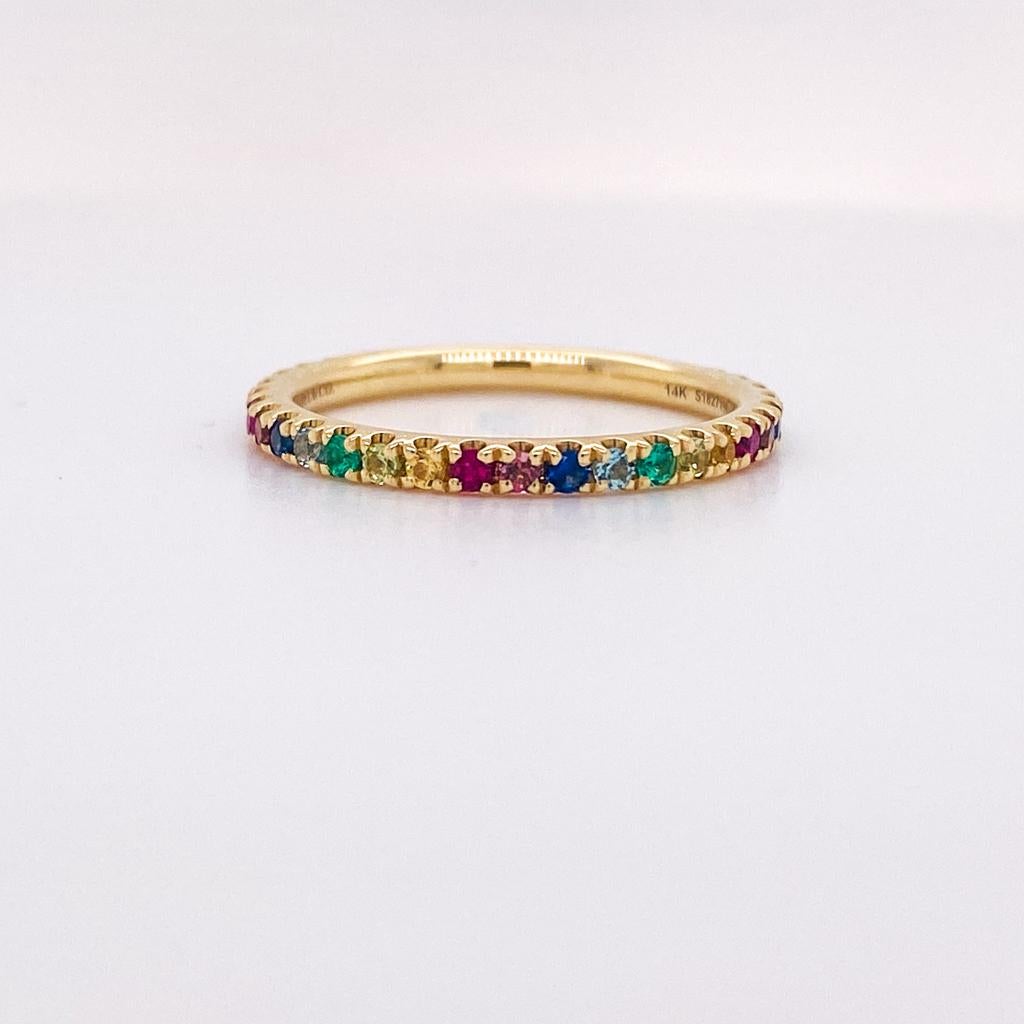 in vendita:  Anello impilabile arcobaleno da 2 mm in oro 14K da 0,50 carati con più gemme LR50889 3