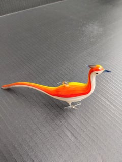 Rainbow Striped Pheasant Blown-Glass Ornament