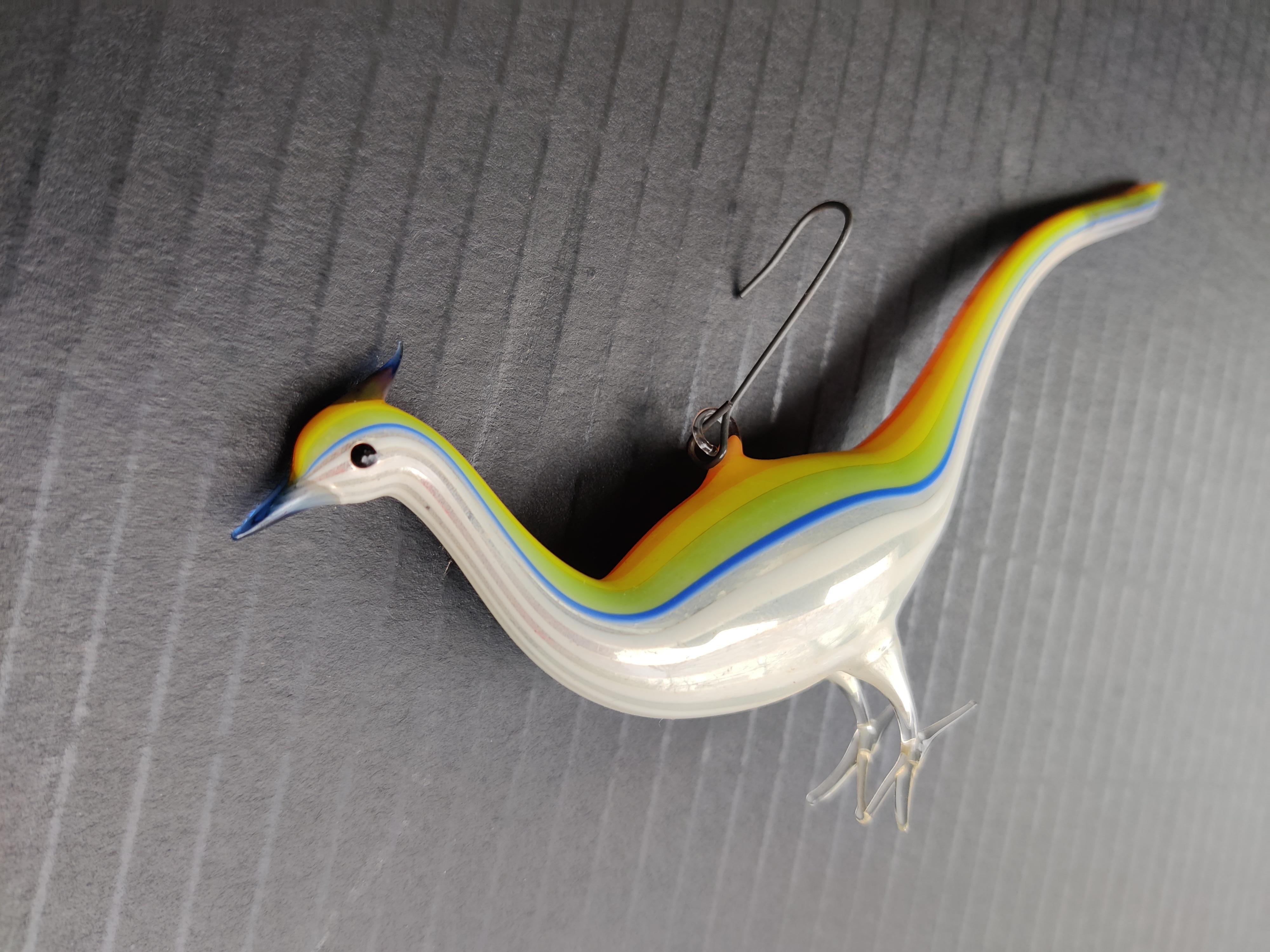 XX secolo Fagiano a strisce arcobaleno, ornamento in vetro soffiato in vendita