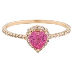 Wunderschöner 14K Rosa Saphir & Diamant Cocktail-Ring - Größe 7  Elegantes Schmuckstück