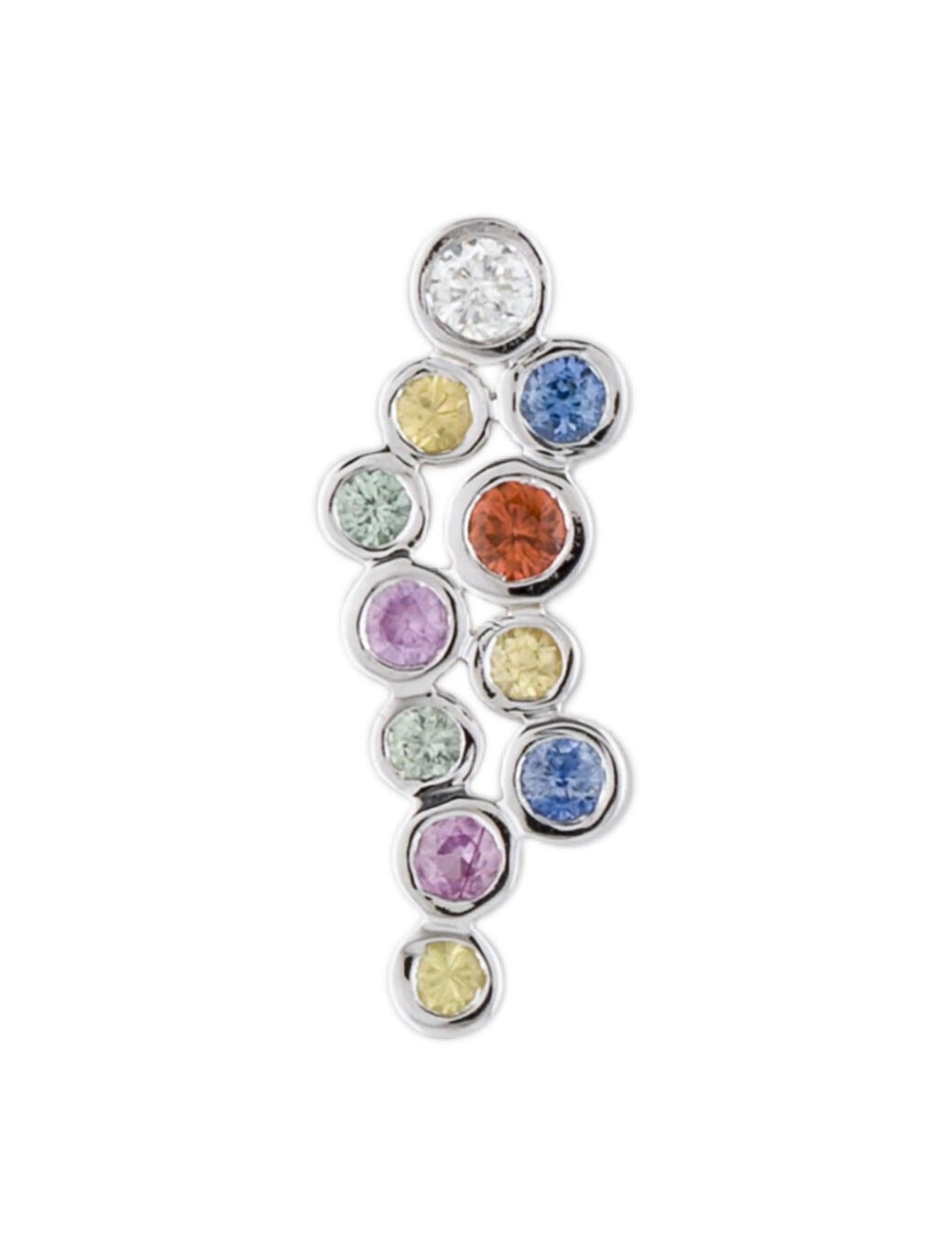 Introducing our exquisite Rainbow Symphony Multicolor Sapphire and Diamond Pendant, a captivating piece from our collection that embodies the beauty and harmony of a rainbow. Each jewelry creation in this collection is meticulously designed to
