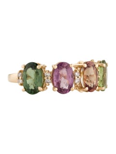 Classic 14K Sapphire & Diamond Cocktail Ring - Size 6.75 - Elegant Luxury Design