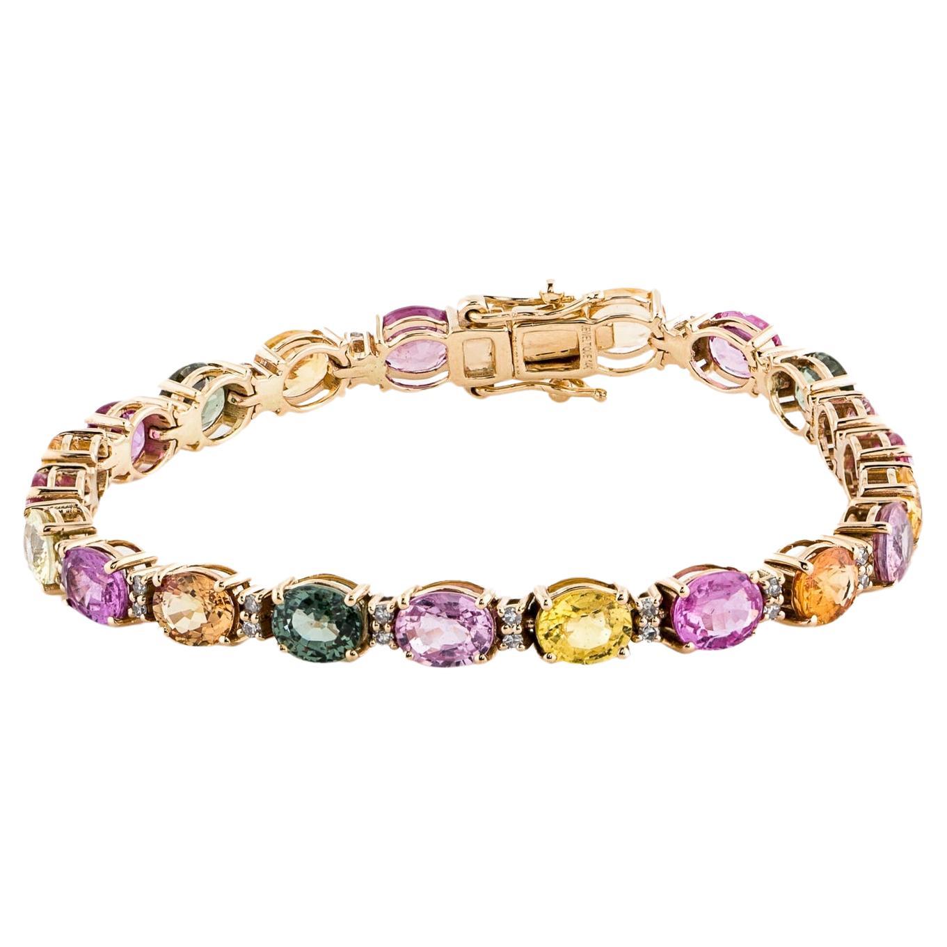 Luxurious 14K Sapphire & Diamond Bracelet - Sparkling Elegance, Timeless Glamour For Sale