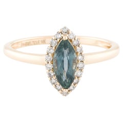 14K Sapphire & Diamond Cocktail Ring - Size 6.75 - Elegant & Timeless Jewelry