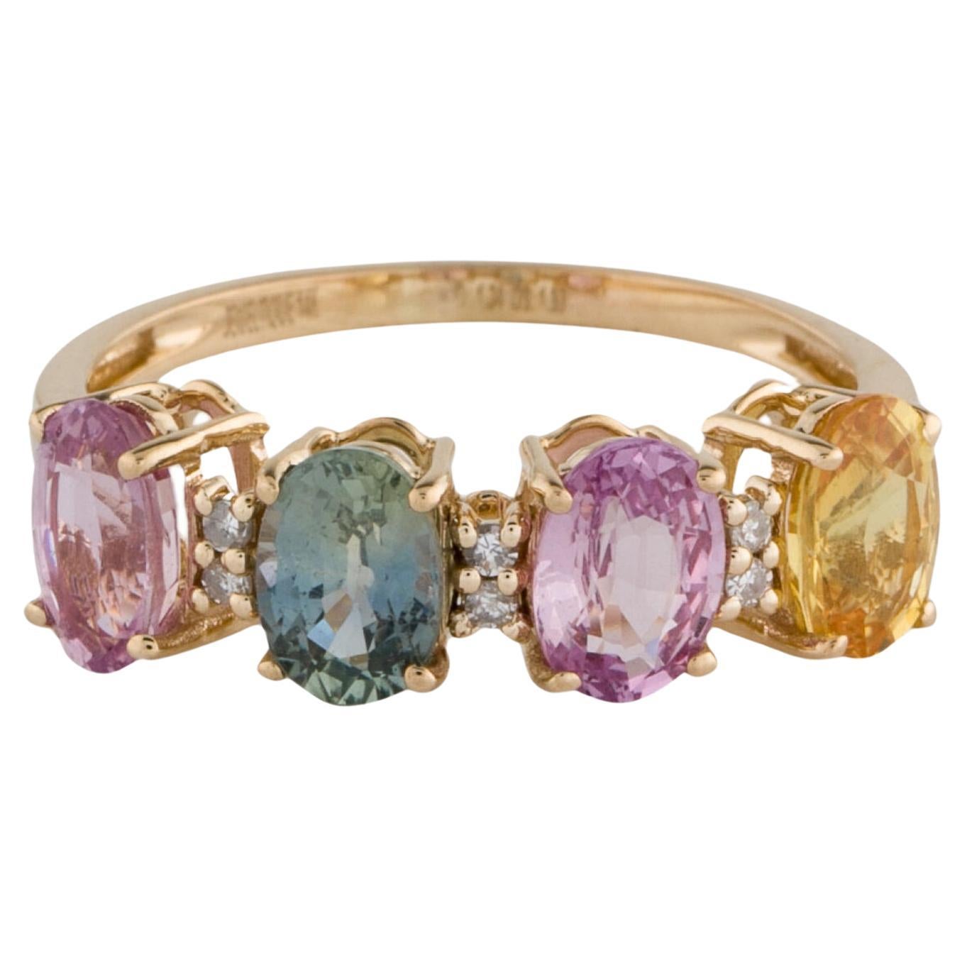 Exquisite 14K Sapphire & Diamond Ring - Size 7 - Elegant Statement Jewelry For Sale