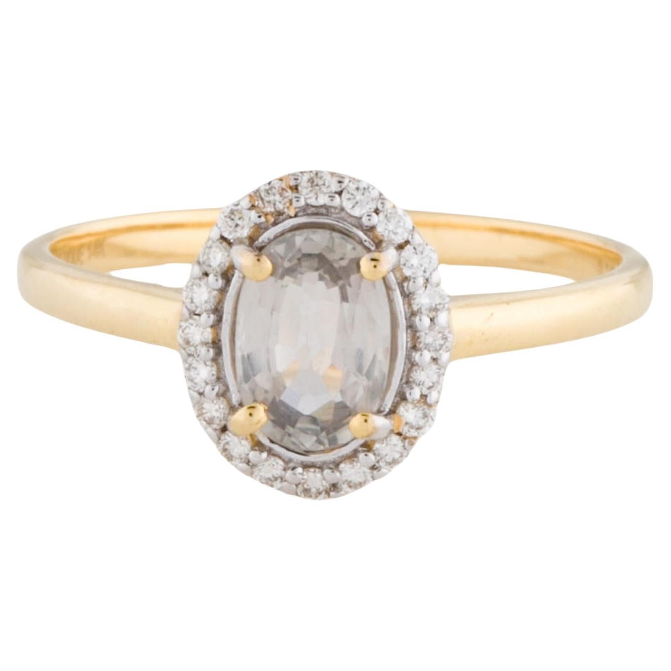 Atemberaubender 14K Saphir & Diamant Cocktail Ring - Größe 7.25 - Timeless Design im Angebot