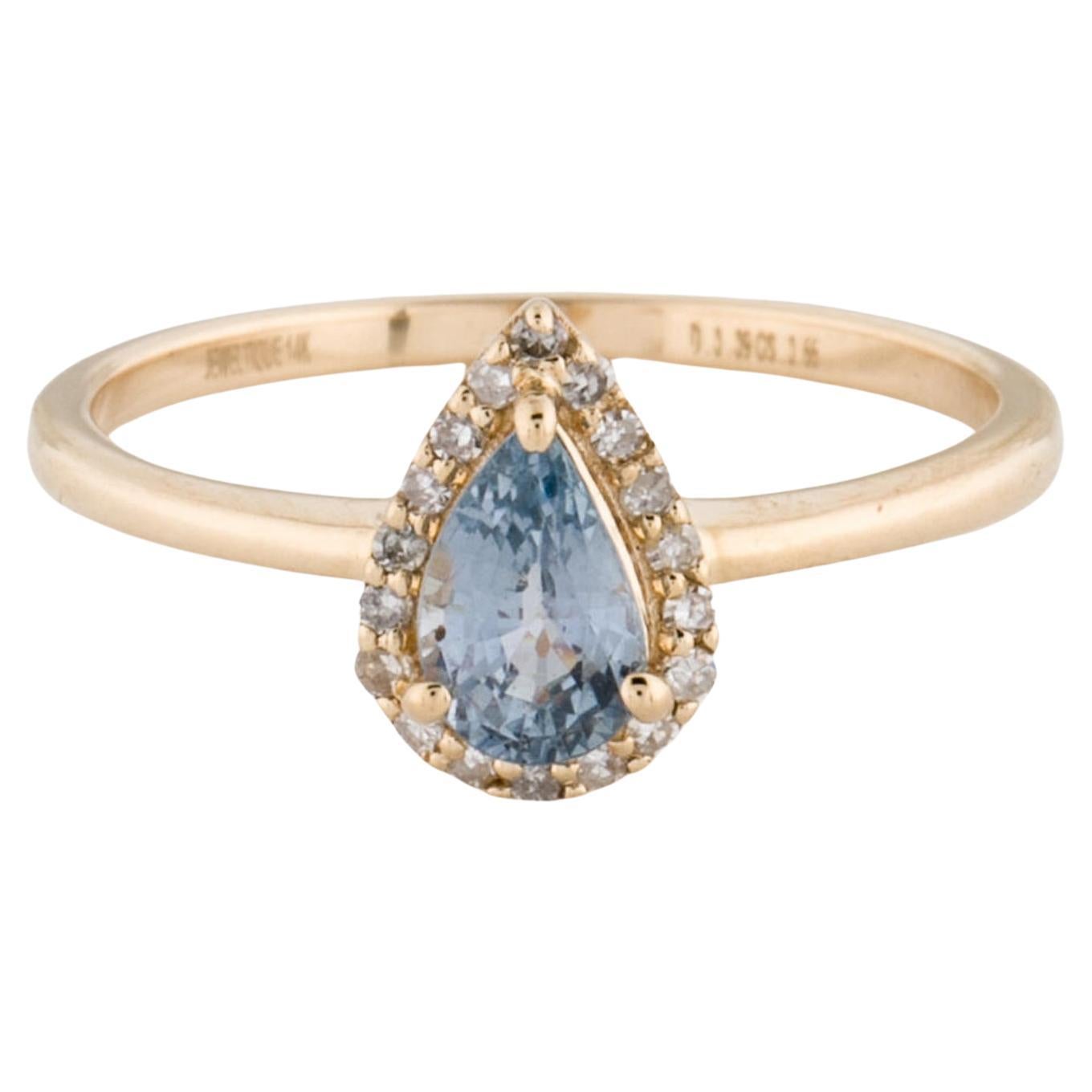 14K Saphir & Diamant Cocktail-Ring - Größe 6,75 - Luxuriöses Schmuckdesign