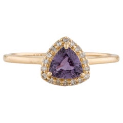 Used 14K Sapphire & Diamond Cocktail Ring - Size 6.75 - Elegant Statement Jewelry