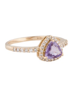 Bague cocktail saphir et diamant 14K - Taille 6.75 - Bijoux d'apparat Timeless