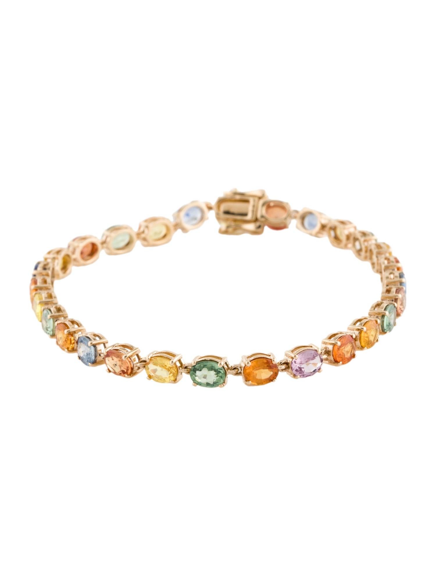 Le bracelet Rainbow Symphony Multi Sapphire de Jeweltique rehausse votre poignet d'une beauté à couper le souffle. Cette pièce exquise est une célébration des saphirs multicolores et vibrants qui dansent ensemble en parfaite harmonie, rappelant les