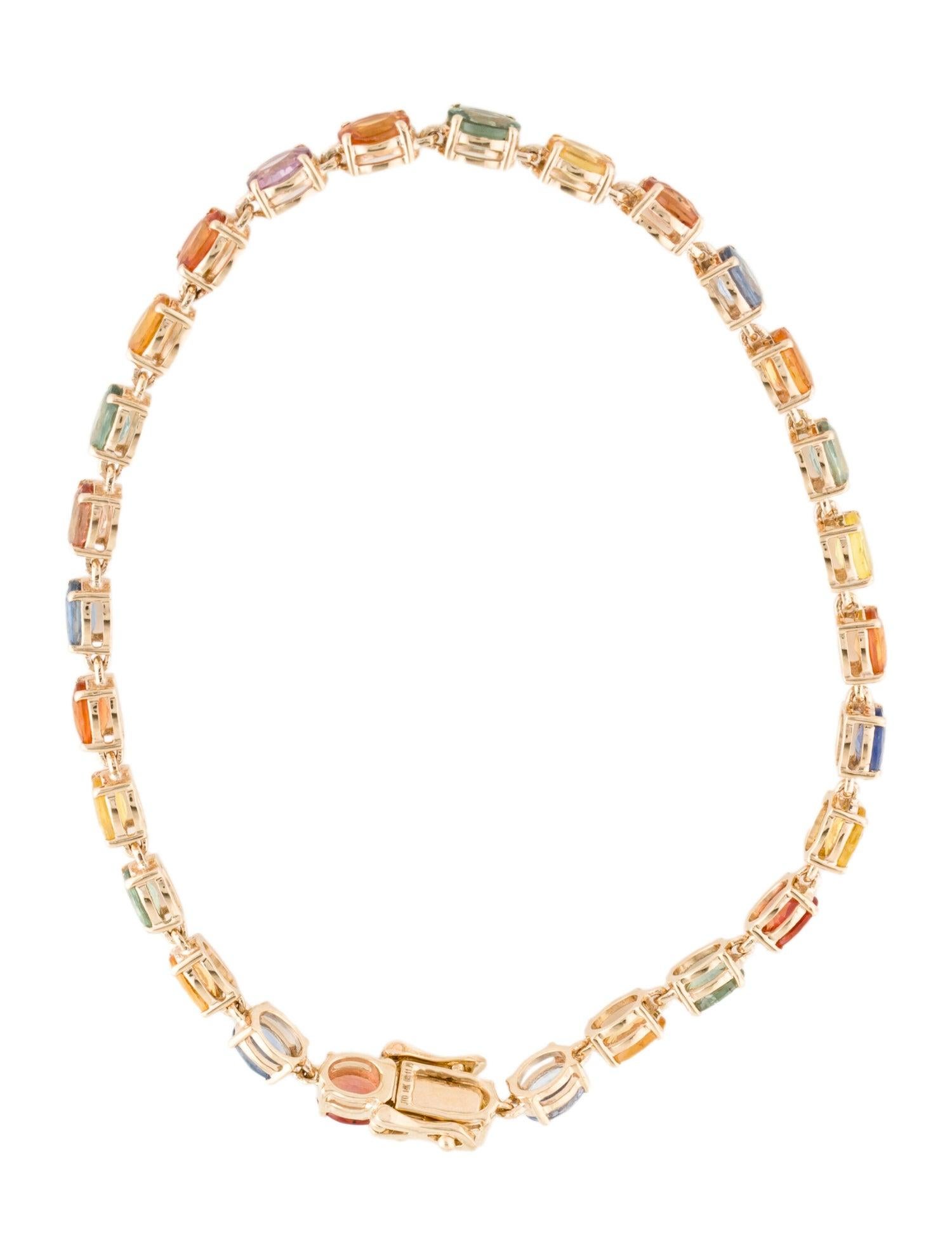 Women's Luxury 14K 11.79ctw Multi-Color Sapphire Tennis Bracelet - Timeless Elegance For Sale