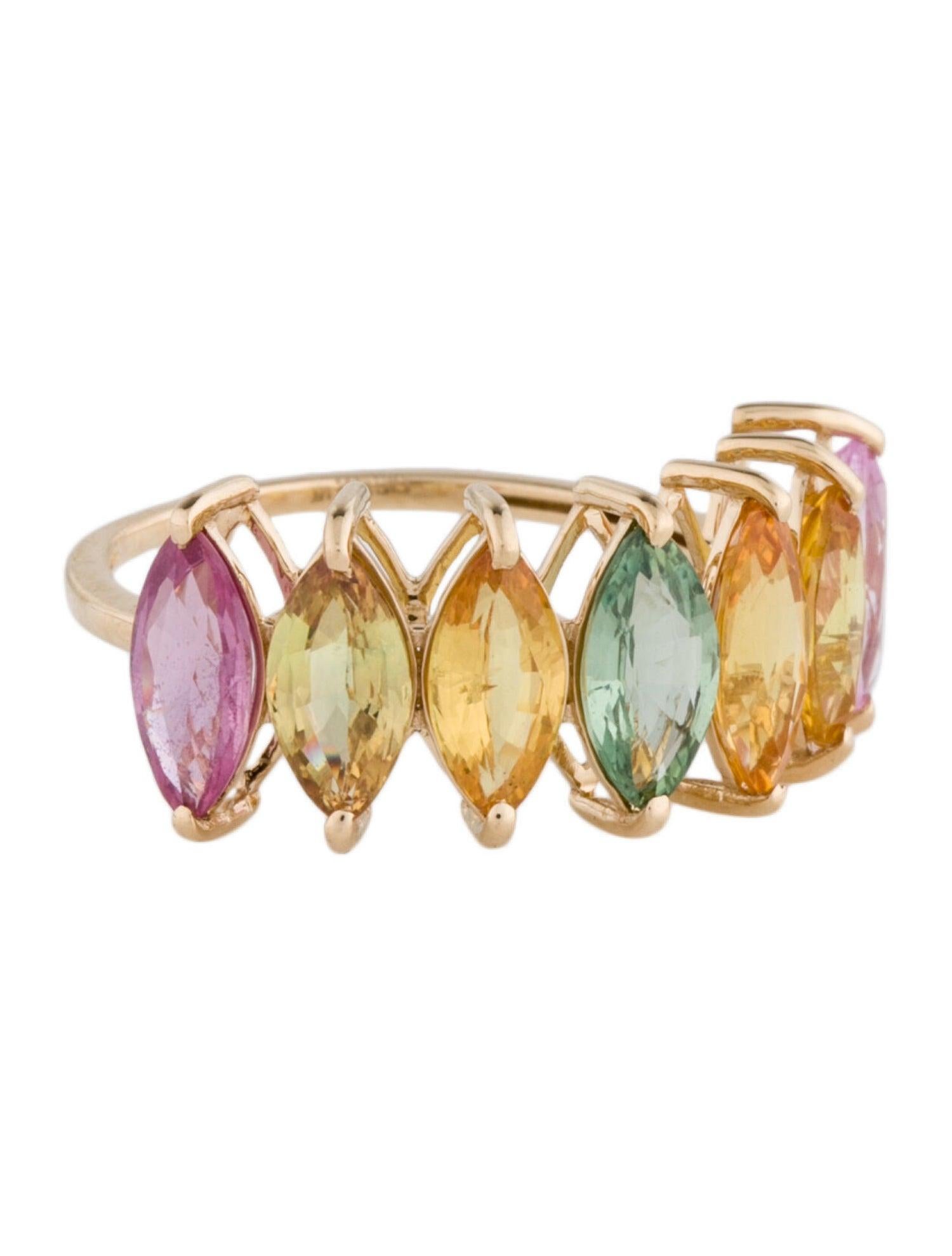 Dive into a world of vibrant colors and unparalleled elegance with our Rainbow Symphony Multi Sapphire Marquise Ring. Crafted with love and expertise by Jeweltique, this exquisite piece is a celebration of nature's most captivating palette - the