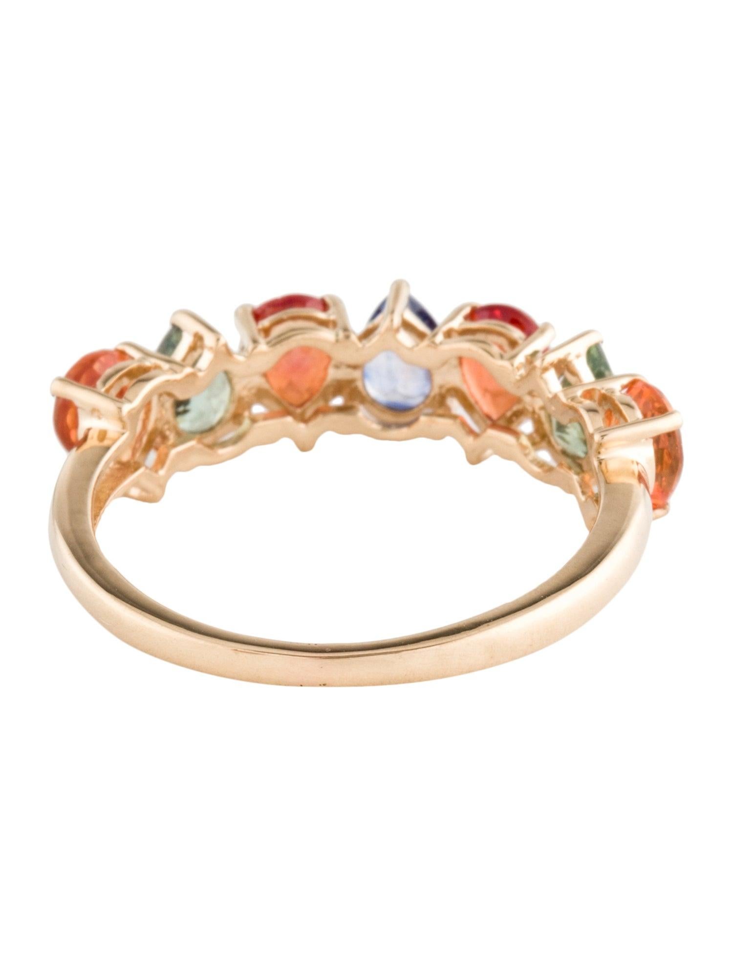 Einzigartiger 14K Multi-Color Saphir-Ring mit Saphir - Größe 8 - Atemberaubender Edelsteinschmuck (Ovalschliff) im Angebot