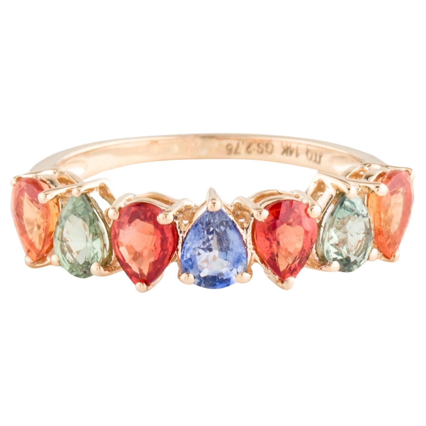 Einzigartiger 14K Multi-Color Saphir-Ring mit Saphir - Größe 8 - Atemberaubender Edelsteinschmuck im Angebot