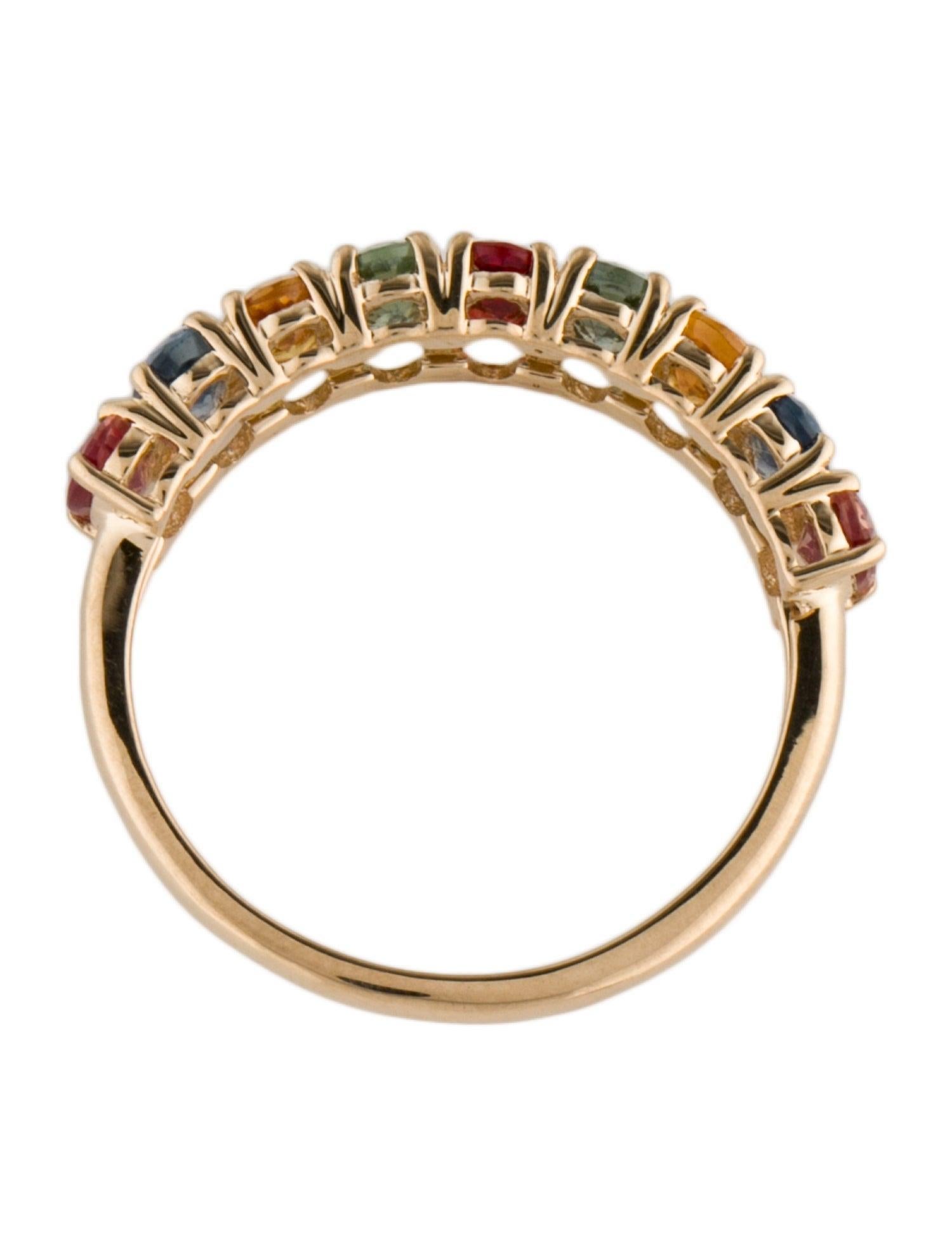 Exquise bague jonc saphir multicolore 14 carats - Taille 8 - Luxueux bijouterie Neuf - En vente à Holtsville, NY