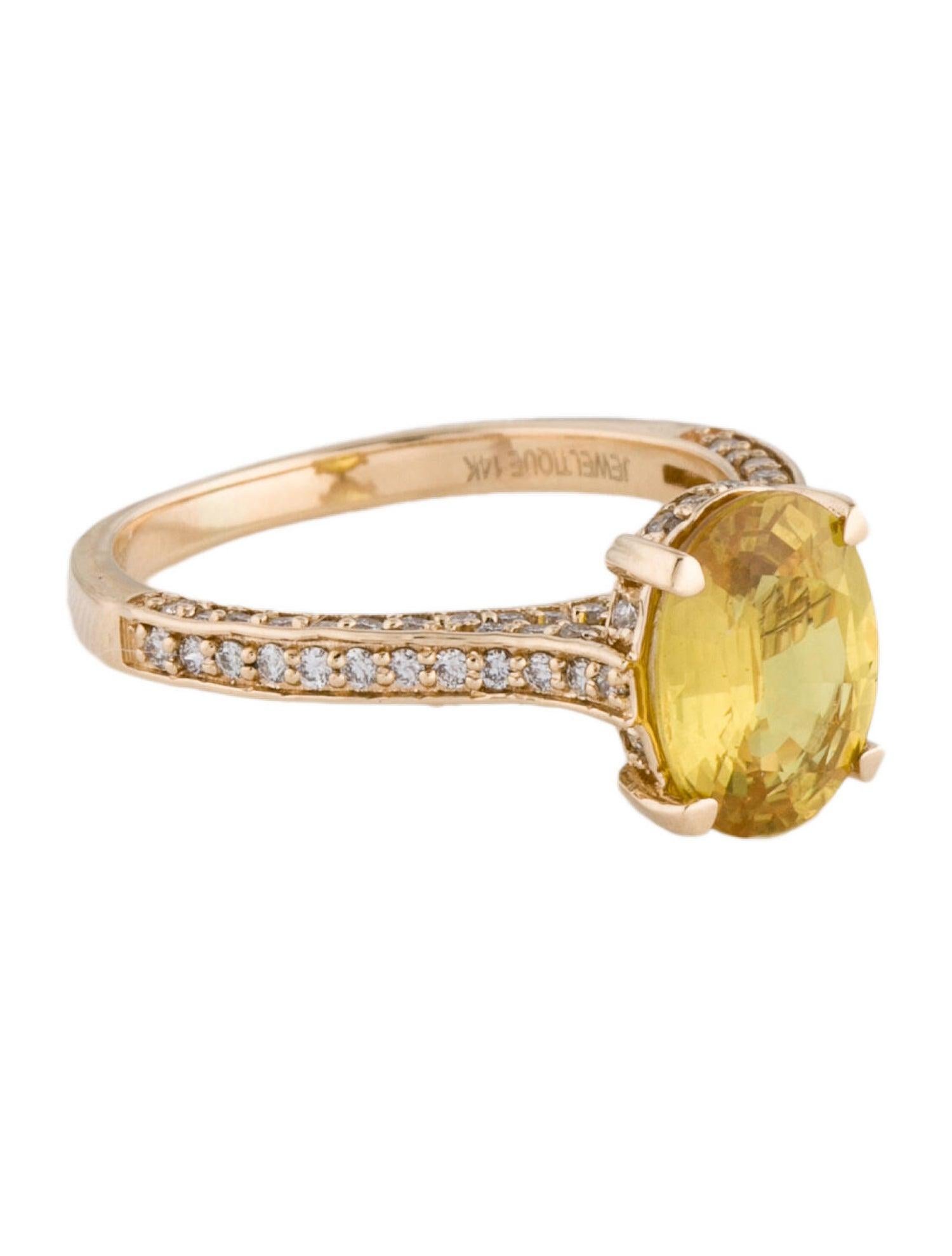 Erhöhen Sie Ihren Stil mit unserem ovalen Ring mit gelbem Saphir und Diamant der Rainbow Symphony Kollektion von Jeweltique. Dieses exquisite Stück spiegelt das lebendige Spektrum eines Regenbogens wider und zelebriert die natürliche Schönheit und