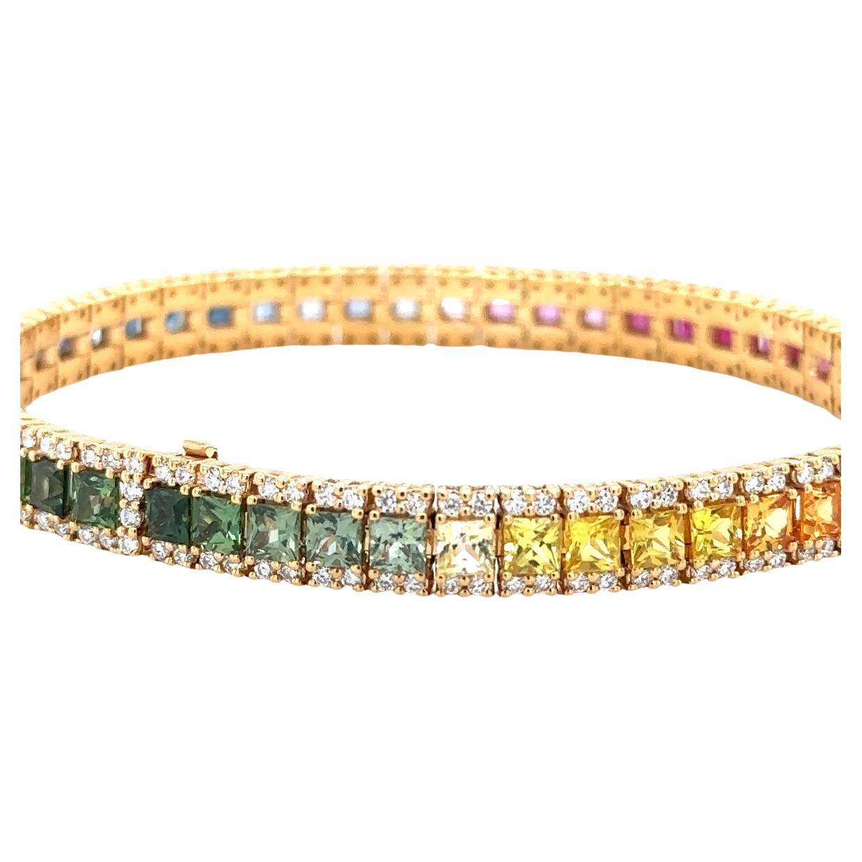 Bracelet de tennis RIAD en or rose 18Kt 20.48 gr avec des saphirs de couleur princesse dans un total de 12.67 ct et des diamants G color VS clarity dans un total de 1.95 ct.

C'est le 110e anniversaire de la création de Vitale 1913 en 2023, nous