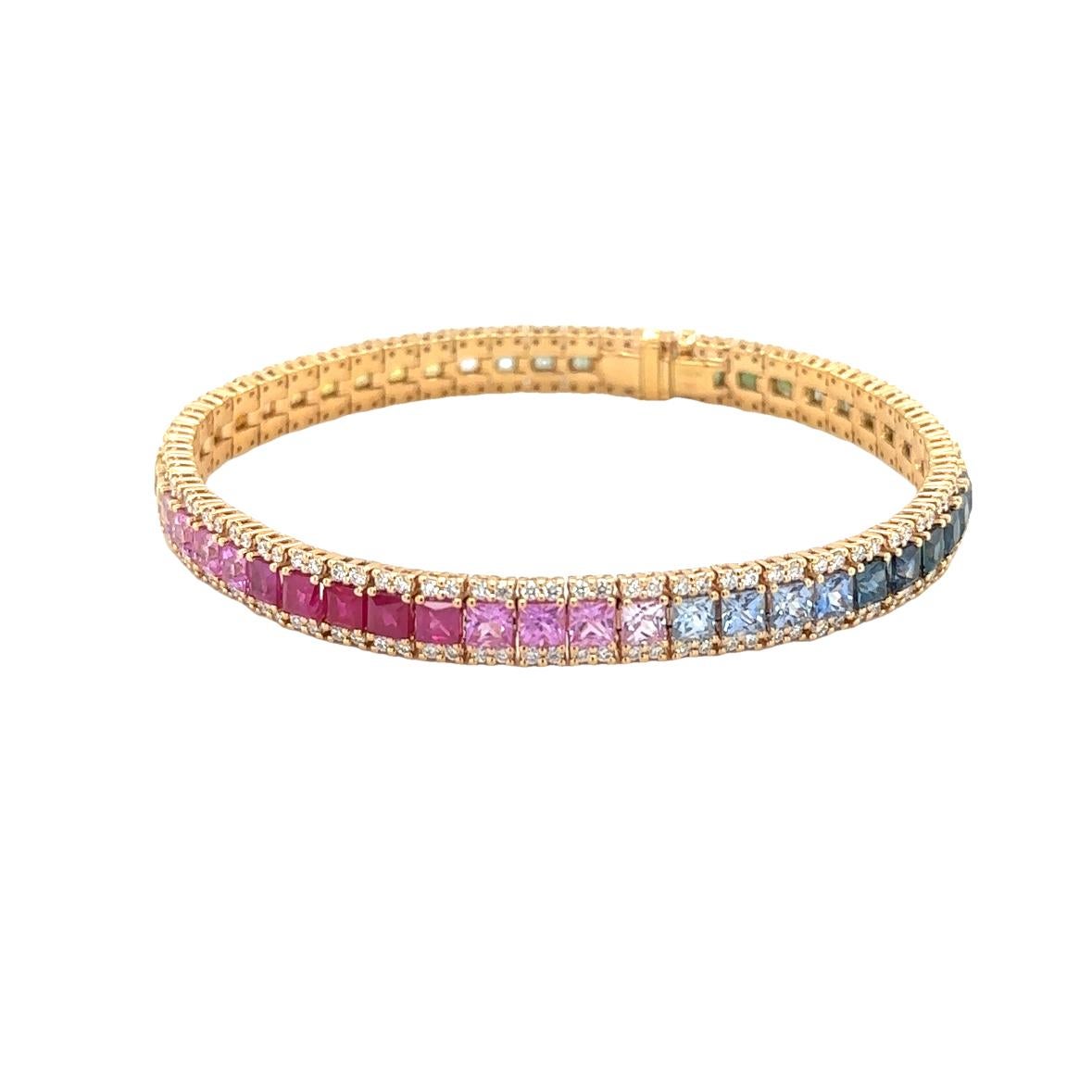 Rainbow Tennis Bracelet In New Condition For Sale In Monte-Carlo, MC