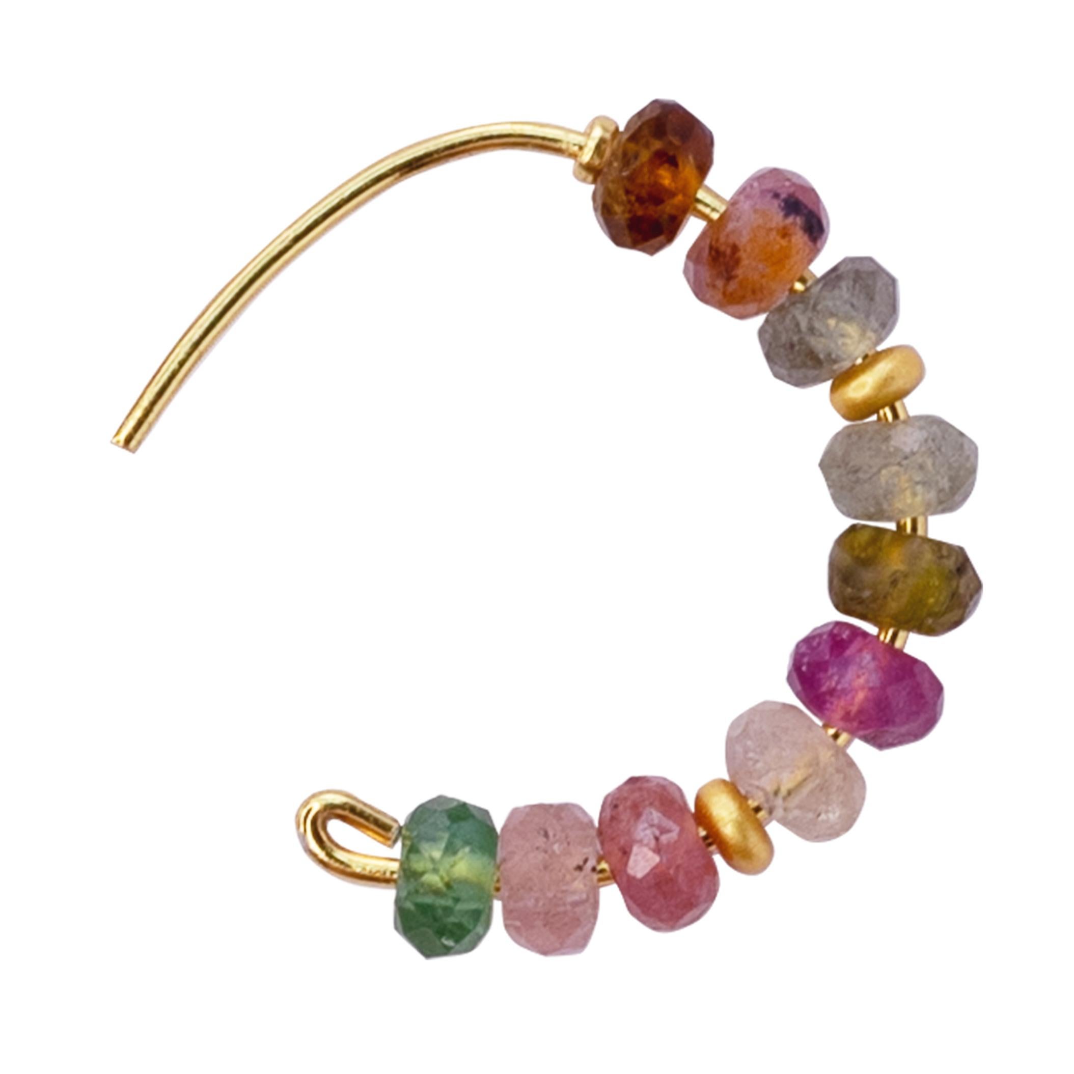 Boucle d'oreille demi-lune en or 14K avec tourmaline arc-en-ciel - By Bombyx House Neuf - En vente à Westport, CT