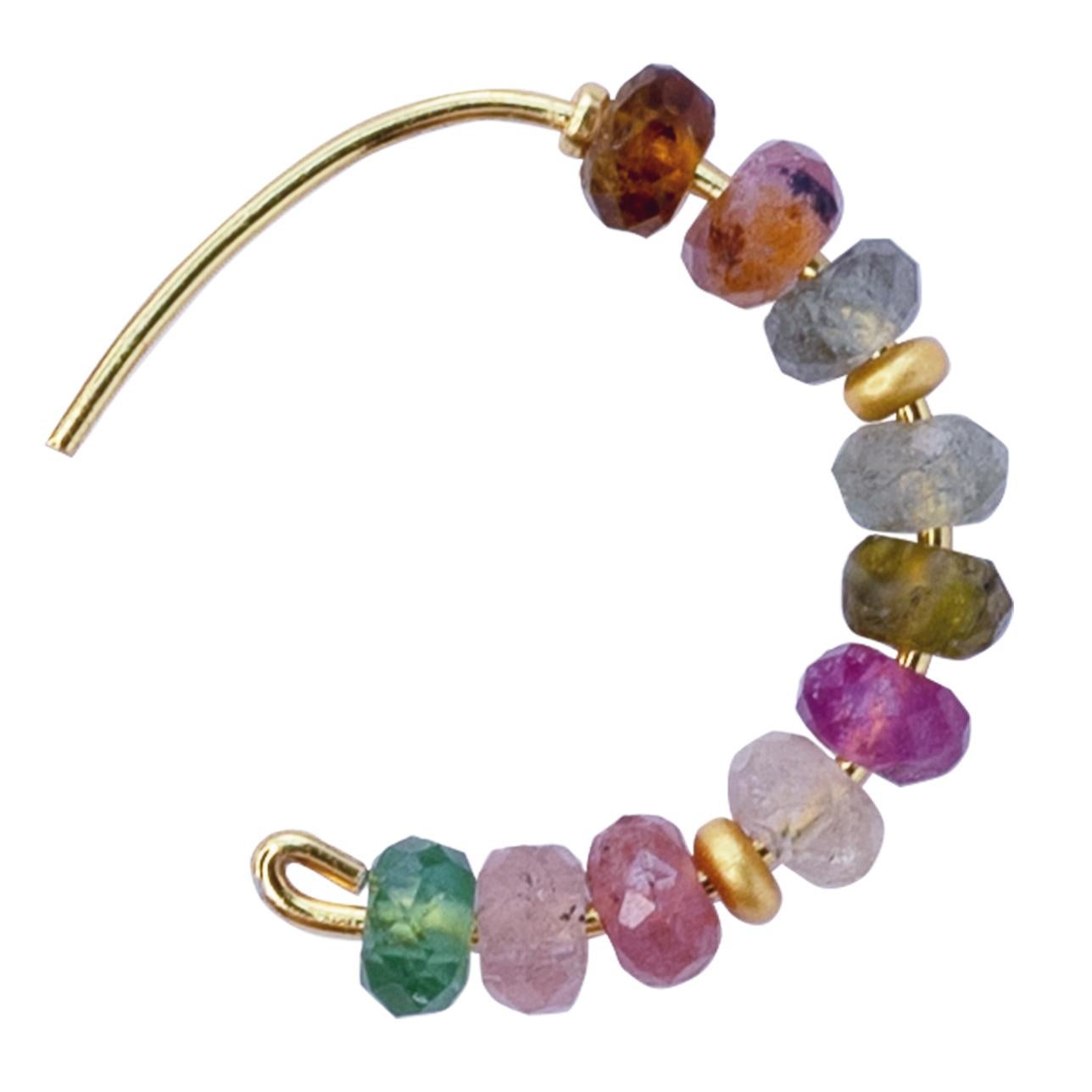 Boucle d'oreille demi-lune en or 14K avec tourmaline arc-en-ciel - By Bombyx House Neuf - En vente à Westport, CT
