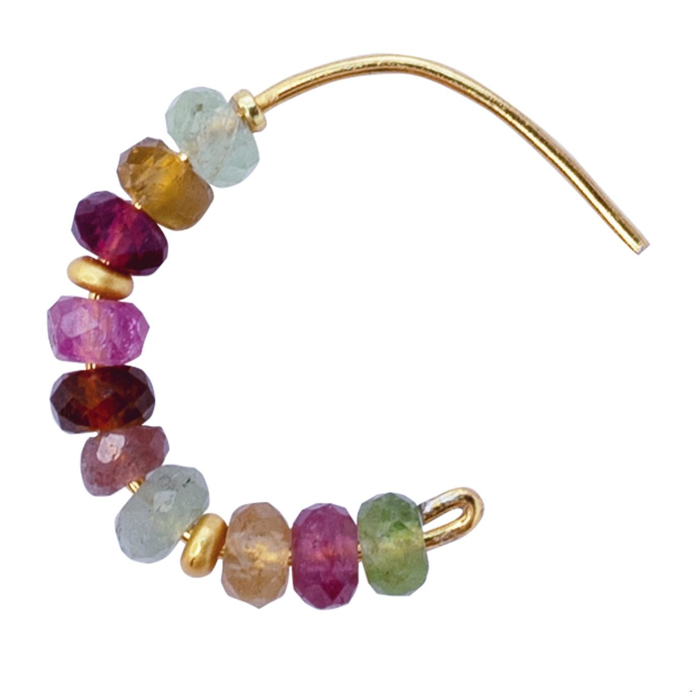 Boucle d'oreille demi-lune en or 14K avec tourmaline arc-en-ciel - By Bombyx House en vente 1