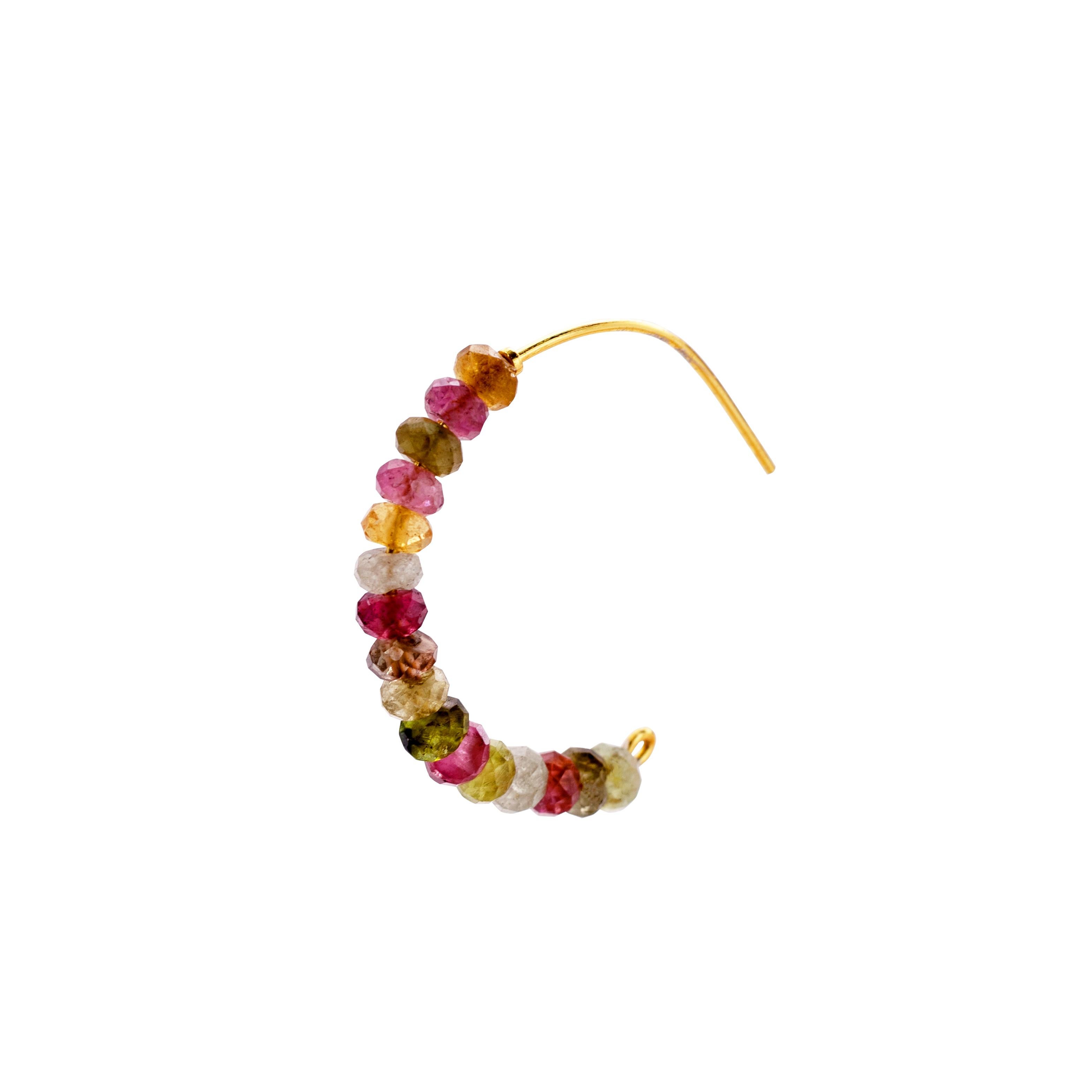 Artisan Rainbow Tourmaline Half Moon Earring Large - By Bombyx House For Sale