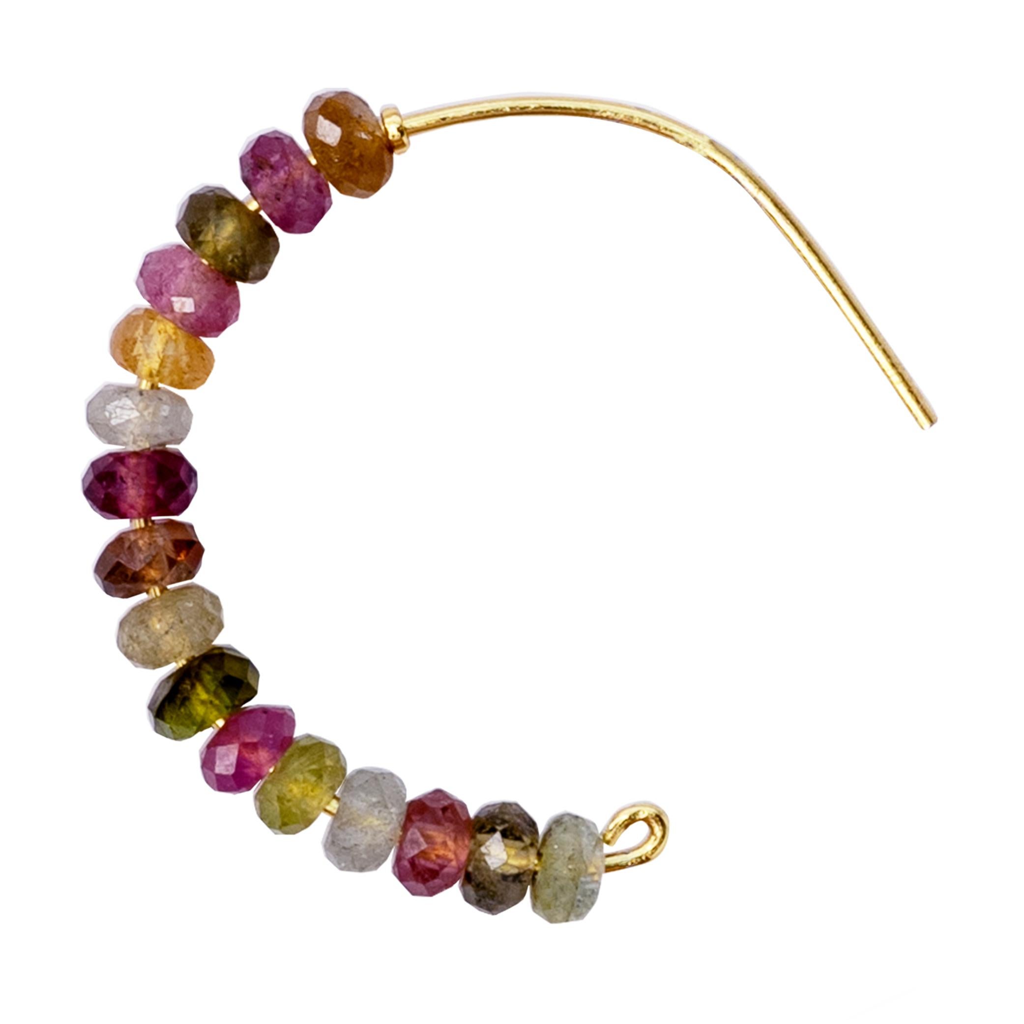 Bead Rainbow Tourmaline Half Moon Earring Large - By Bombyx House For Sale