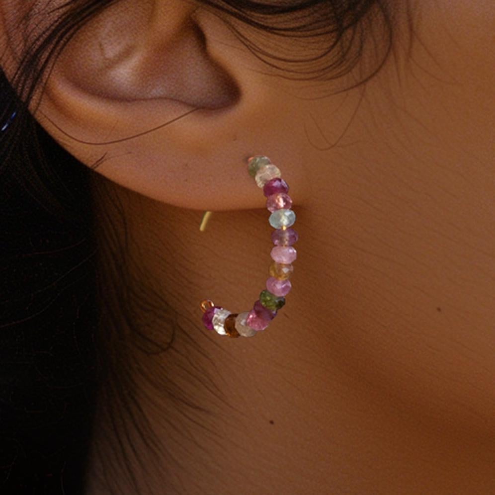 Rainbow Tourmaline Half Moon Earring Large - By Bombyx House For Sale 2