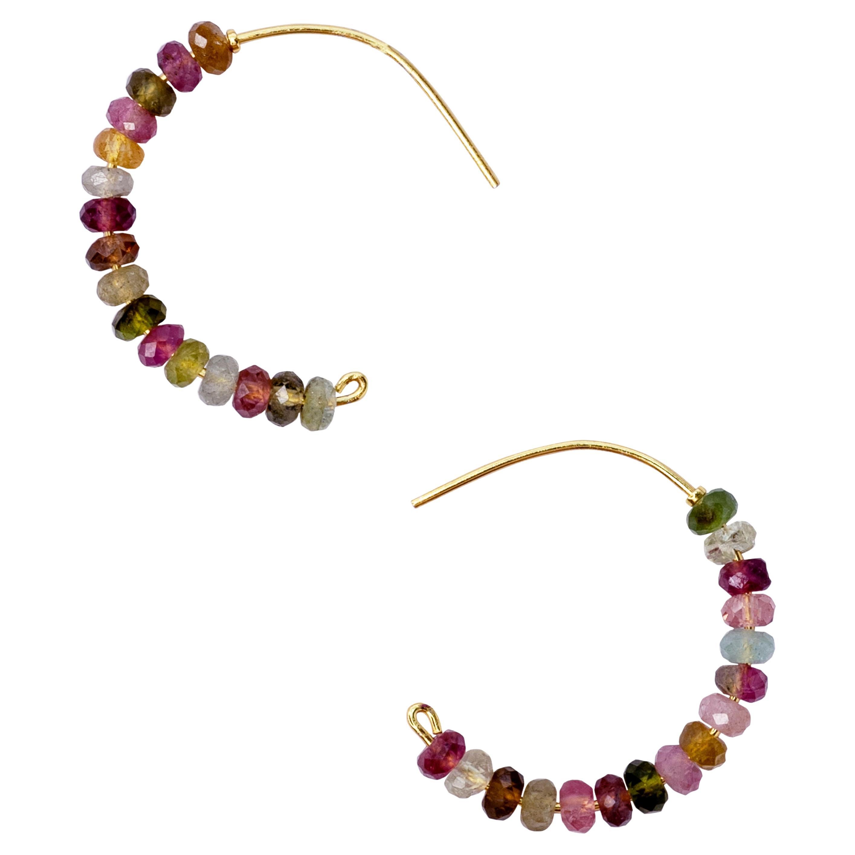 Rainbow Tourmaline Half Moon Earring Large - By Bombyx House For Sale
