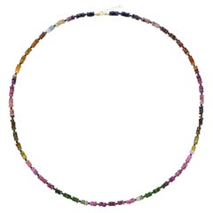 Regenbogen Turmalin Heishi Halskette