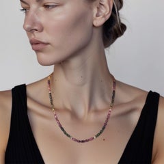 Collier Heishi en tourmaline arc-en-ciel, bijoux artisanaux