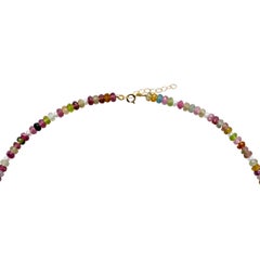 Rainbow Tourmaline & Pearl Necklace 14K Gold