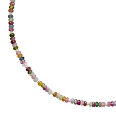 Rainbow Tourmaline Pearl Station Necklace
