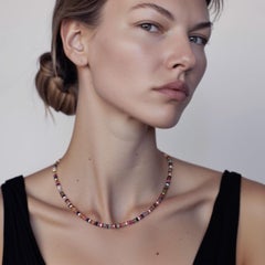 Rainbow Tourmaline Pearl Station Necklace, Handcrafted Fine Jewelry
