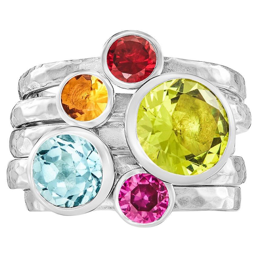 For Sale:  Rainbow Twinkle Stacking Rings In Sterling Silver