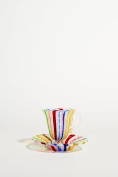 Rainbow Venetian Glass Teacup and Saucer