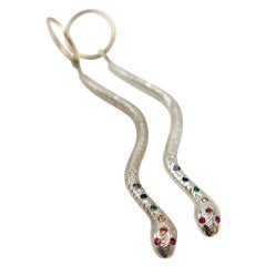 Arco Iris Diamante Blanco Zafiro Azul Esmeralda Citrino Rubí Pendiente Serpiente Chakra